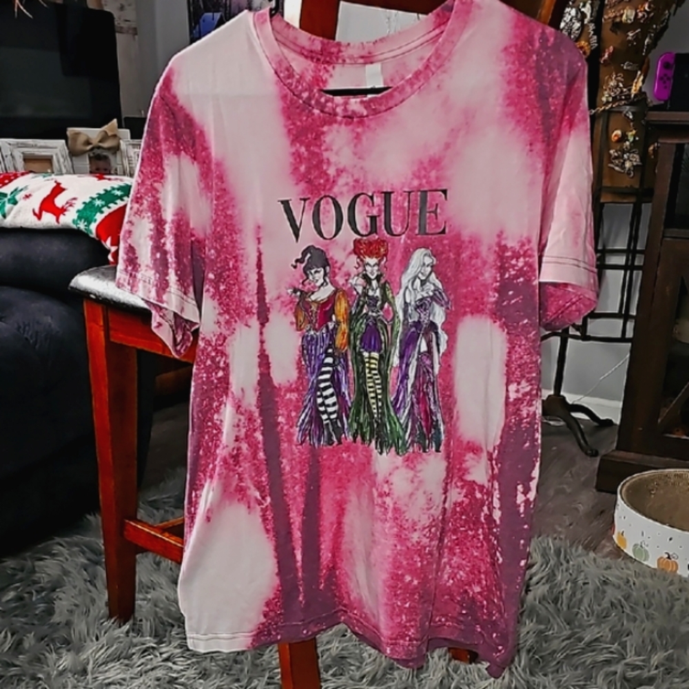 Vogue Bella Canvas Sanderson Sisters Pink Tie-Dye Graphic Tee, sz large